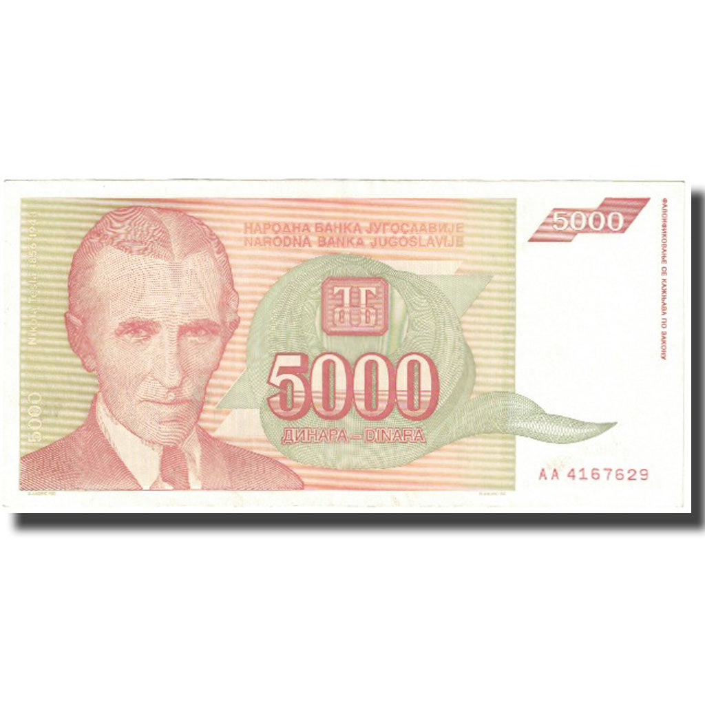 Banknote, Yugoslavia, 5000 Dinara, 1993, KM:128, AU(55-58)
