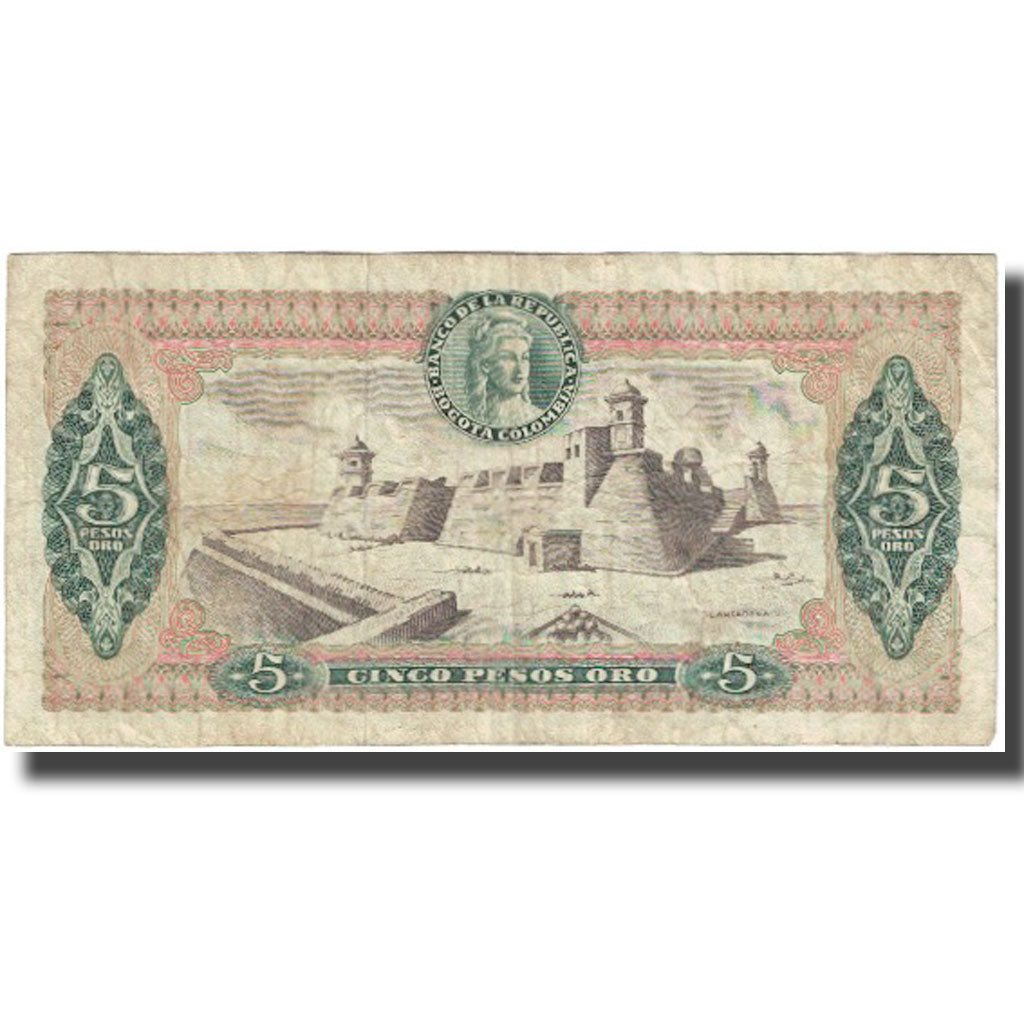 Banknote, Colombia, 5 Pesos Oro, 1968, 1968-07-20, KM:406b, VG(8-10)