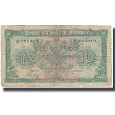 Nota, Bélgica, 10 Francs-2 Belgas, 1943, 1943-02-01, KM:122, VG(8-10)