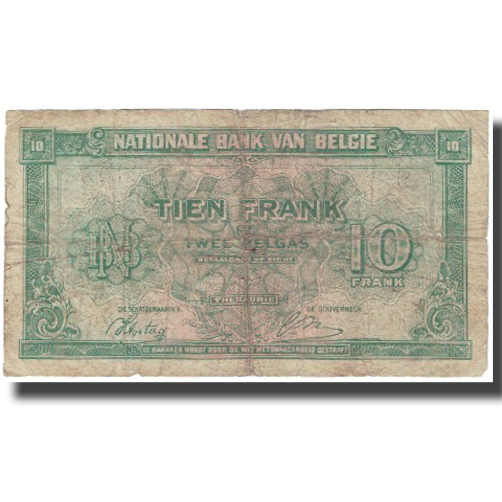 Biljet, België, 10 Francs-2 Belgas, 1943, 1943-02-01, KM:122, B