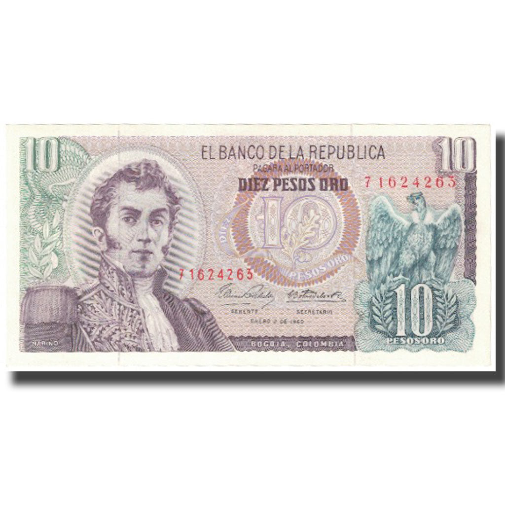 Banknote, Colombia, 10 Pesos Oro, 1969, 1969-01-02, KM:407c, UNC(65-70)