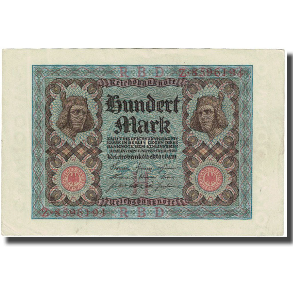 Billete, 100 Mark, 1920, Alemania, 1920-11-01, KM:69a, EBC
