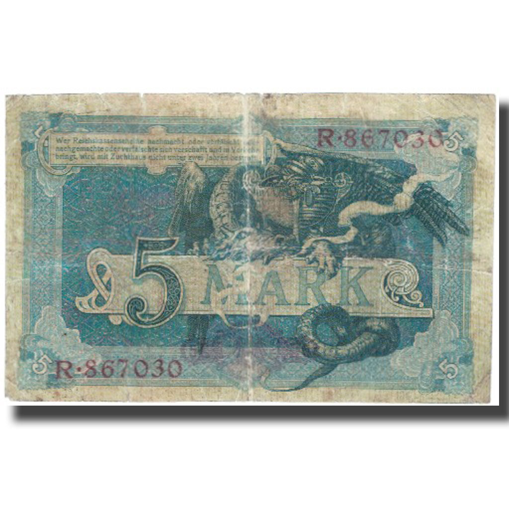 Banknote, Germany, 5 Mark, 1904, 1904-10-31, KM:8b, VG(8-10)
