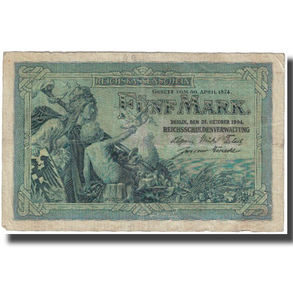 Banconote, Germania, 5 Mark, 1904, 1904-10-31, KM:8b, MB