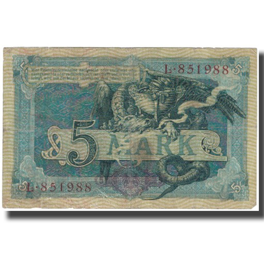 Banconote, Germania, 5 Mark, 1904, 1904-10-31, KM:8b, MB