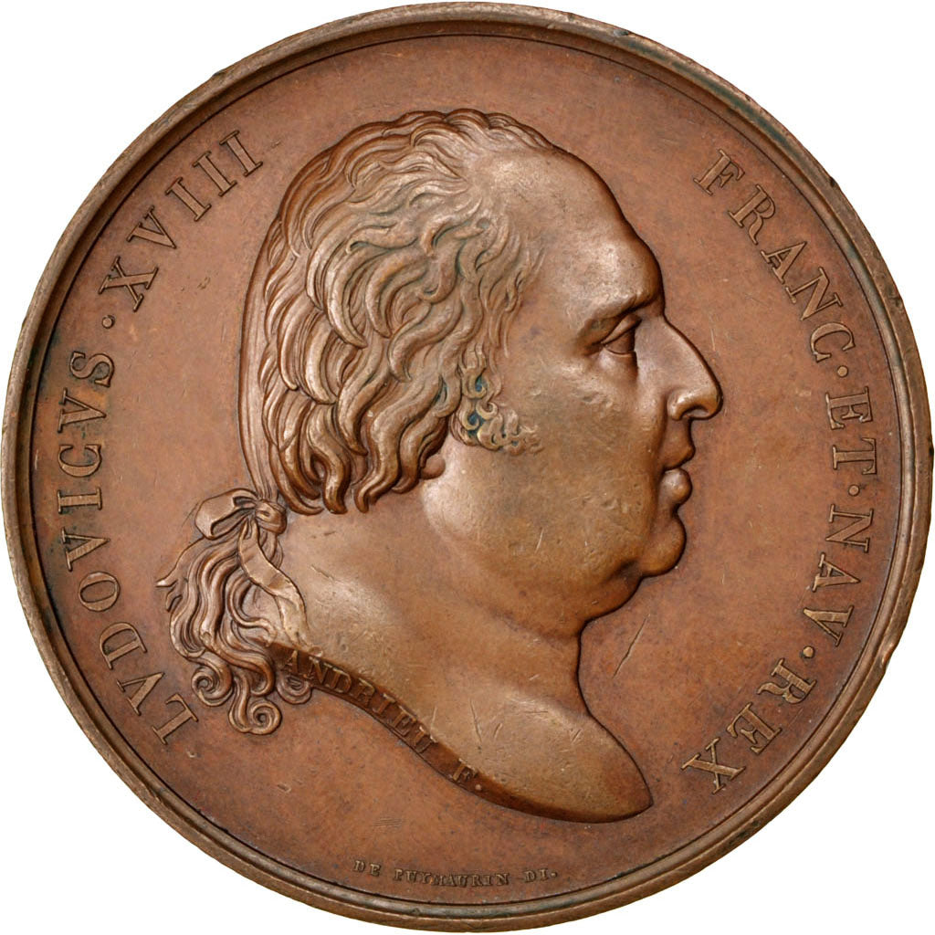 France, Medal, Louis XVIII, Shipping, 1821, Andrieu, AU(55-58), Bronze