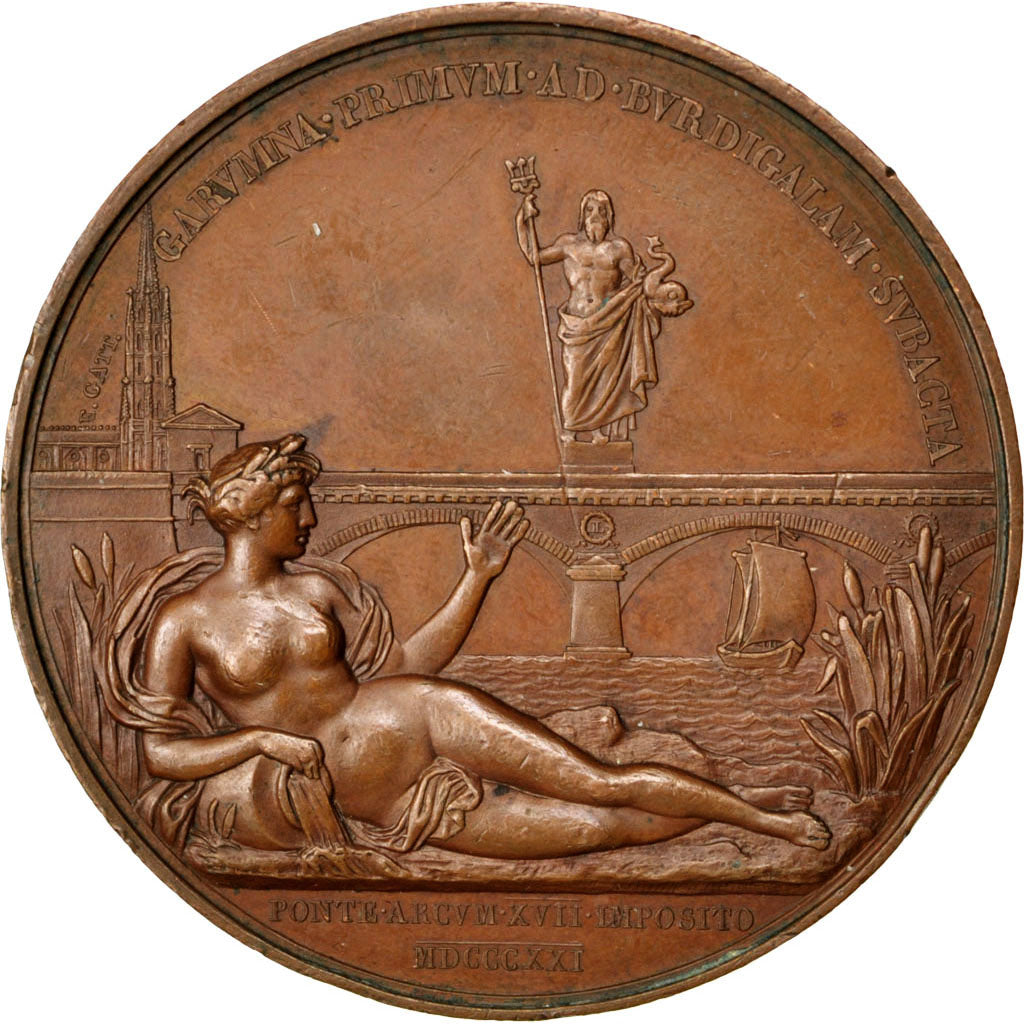 France, Medal, Louis XVIII, Shipping, 1821, Andrieu, AU(55-58), Bronze