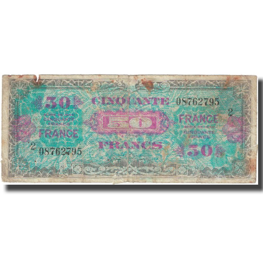 France, 50 Francs, 1944, VG(8-10), Fayette:19.a, KM:117a