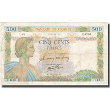Francja, 500 Francs, La Paix, 1941, 1941-12-18, VF(20-25), KM:95b