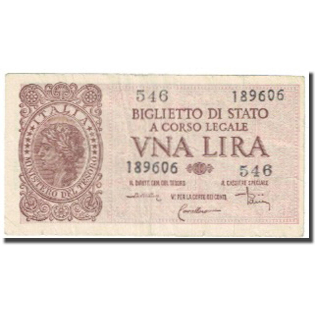 Banknote, Italy, 1 Lira, Undated (1944), KM:29c, EF(40-45)