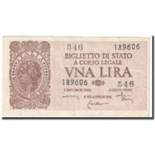 Banknote, Italy, 1 Lira, Undated (1944), KM:29c, EF(40-45)
