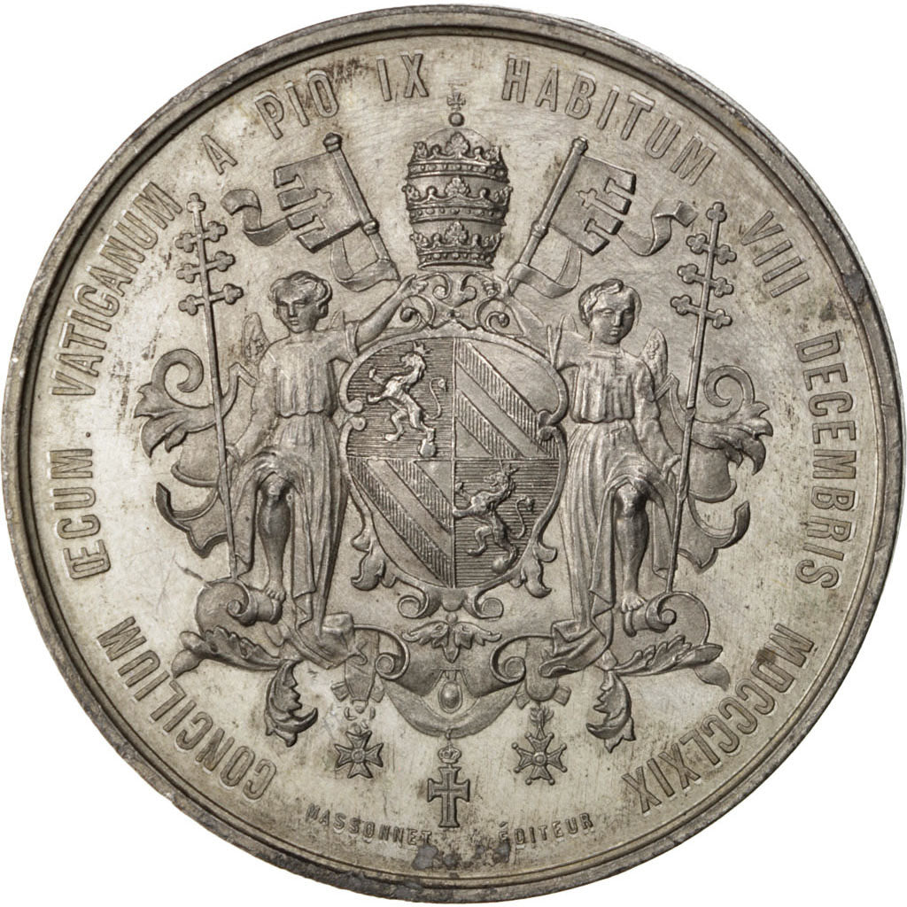 Vatican, Religions & beliefs, Medal, 1859, AU(50-53), Tin, 50, 39.20
