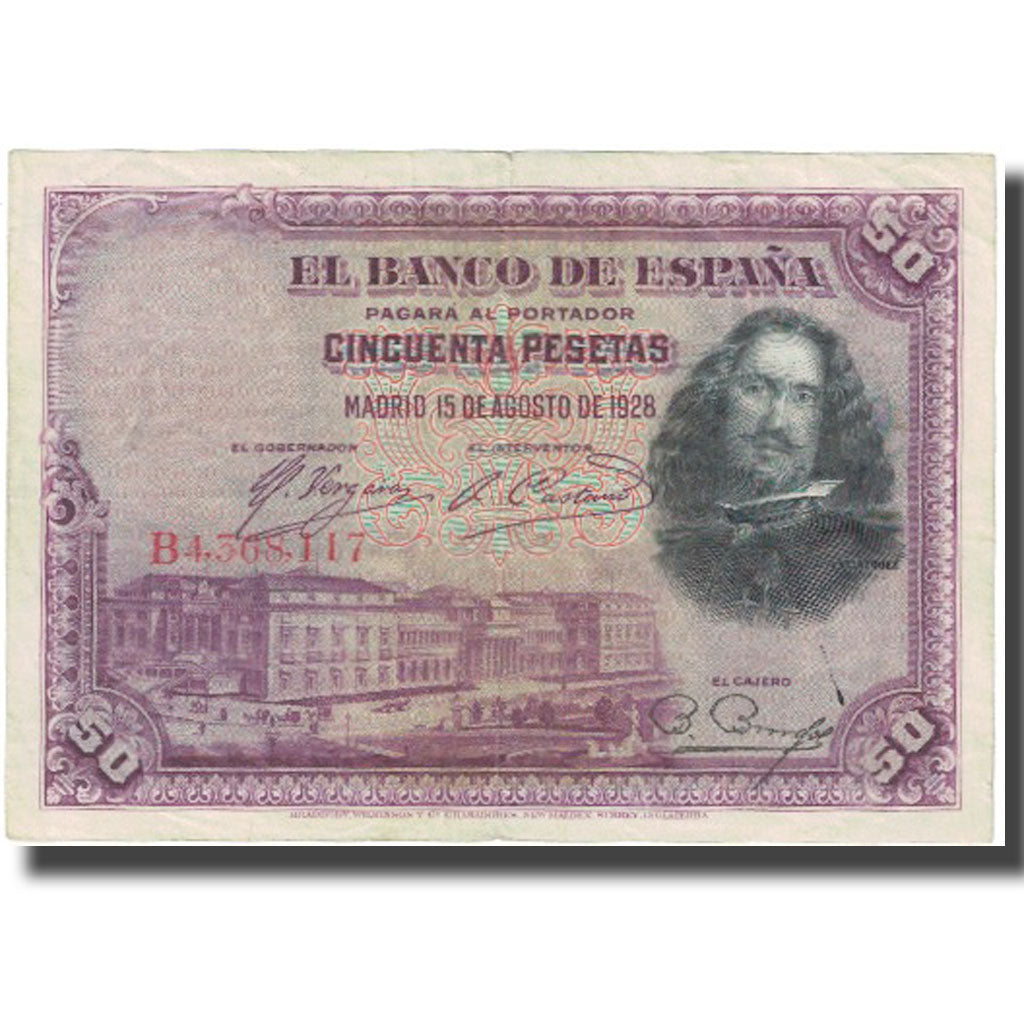 Banknote, Spain, 50 Pesetas, 1928, 1928-08-15, KM:75a, EF(40-45)