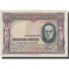 Banknote, Spain, 50 Pesetas, 1935, 1935-07-22, KM:88, VF(20-25)