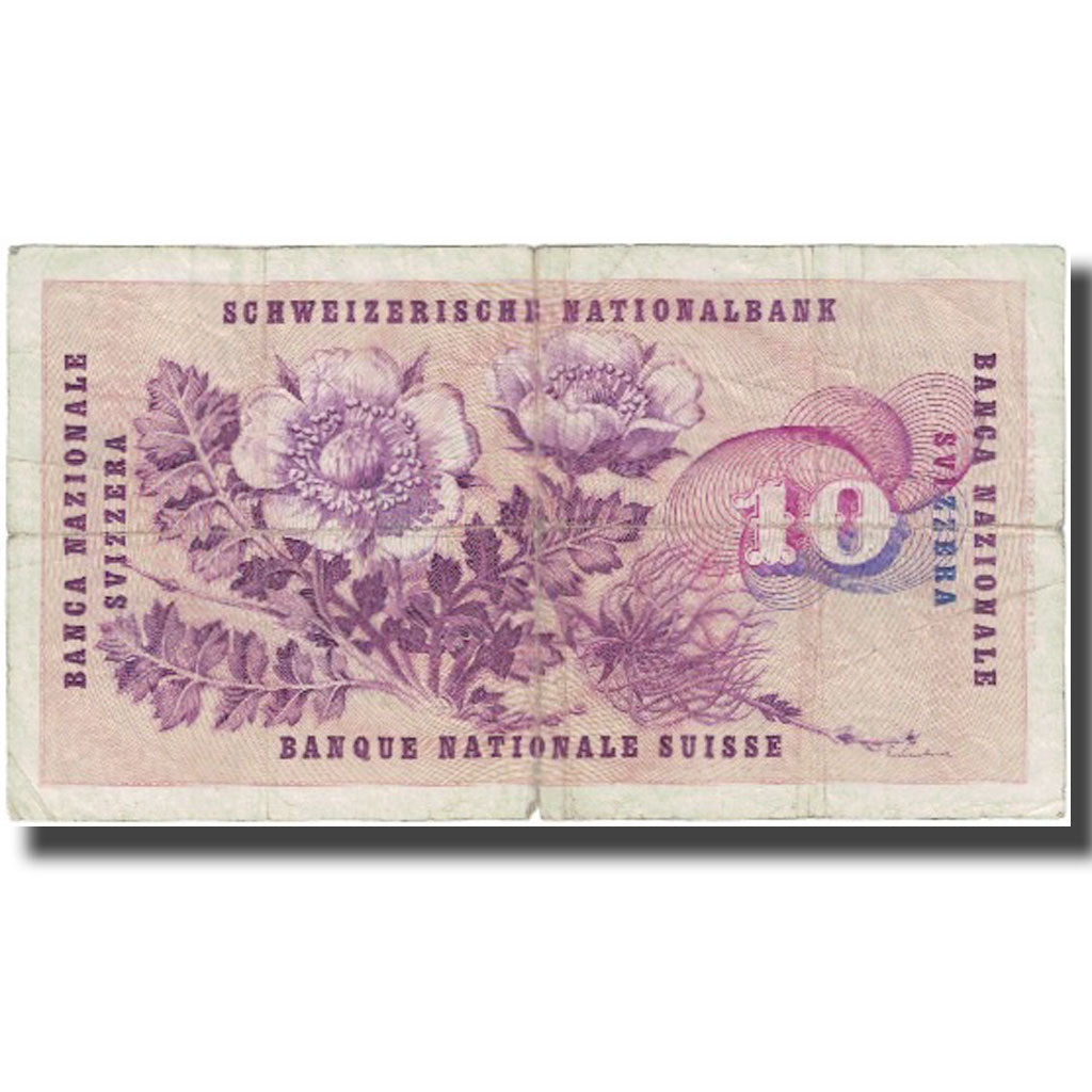 Banknote, Switzerland, 10 Franken, 1965, 1965-01-21, KM:45j, VG(8-10)