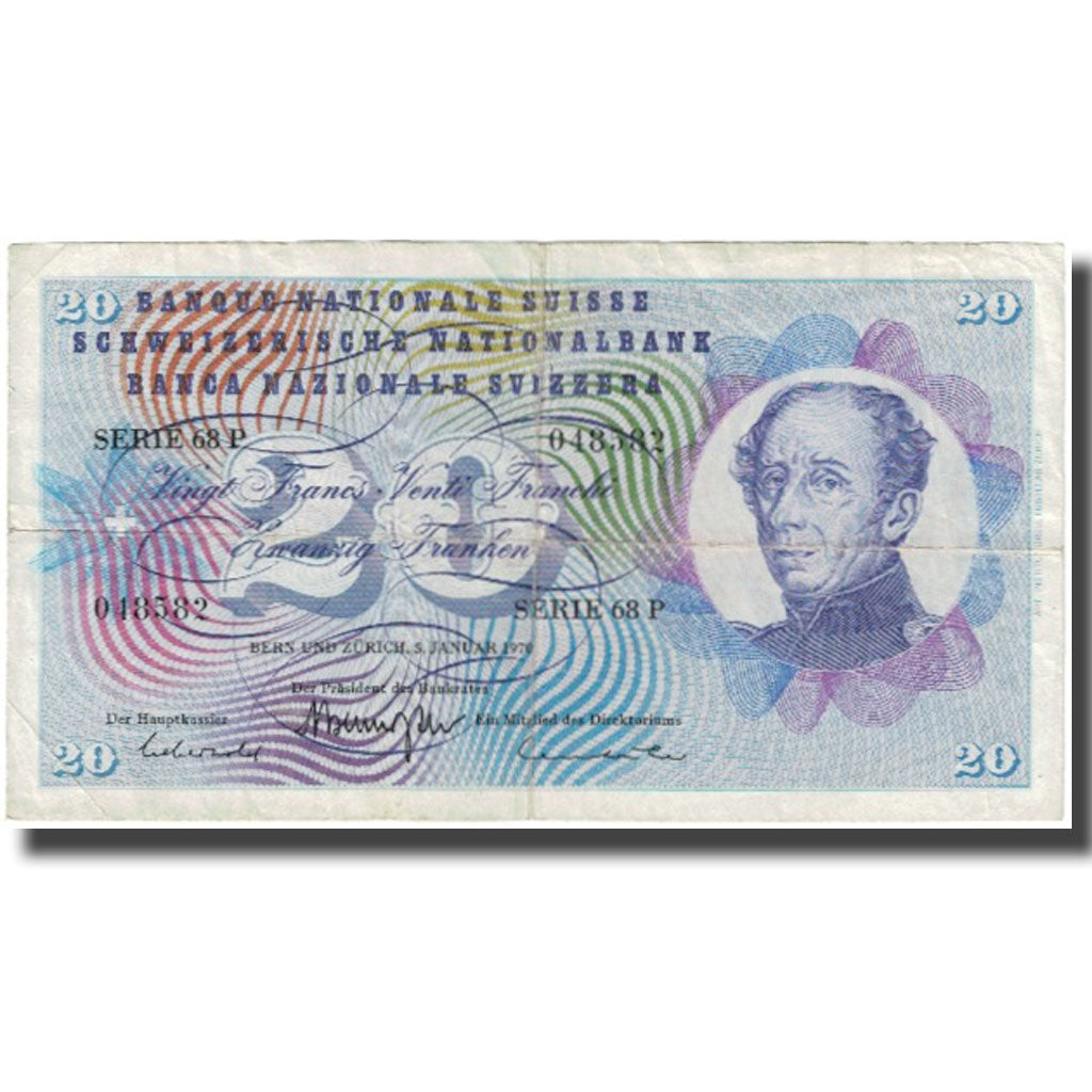 Billet, Suisse, 20 Franken, 1970, 1970-01-05, KM:46r, TB