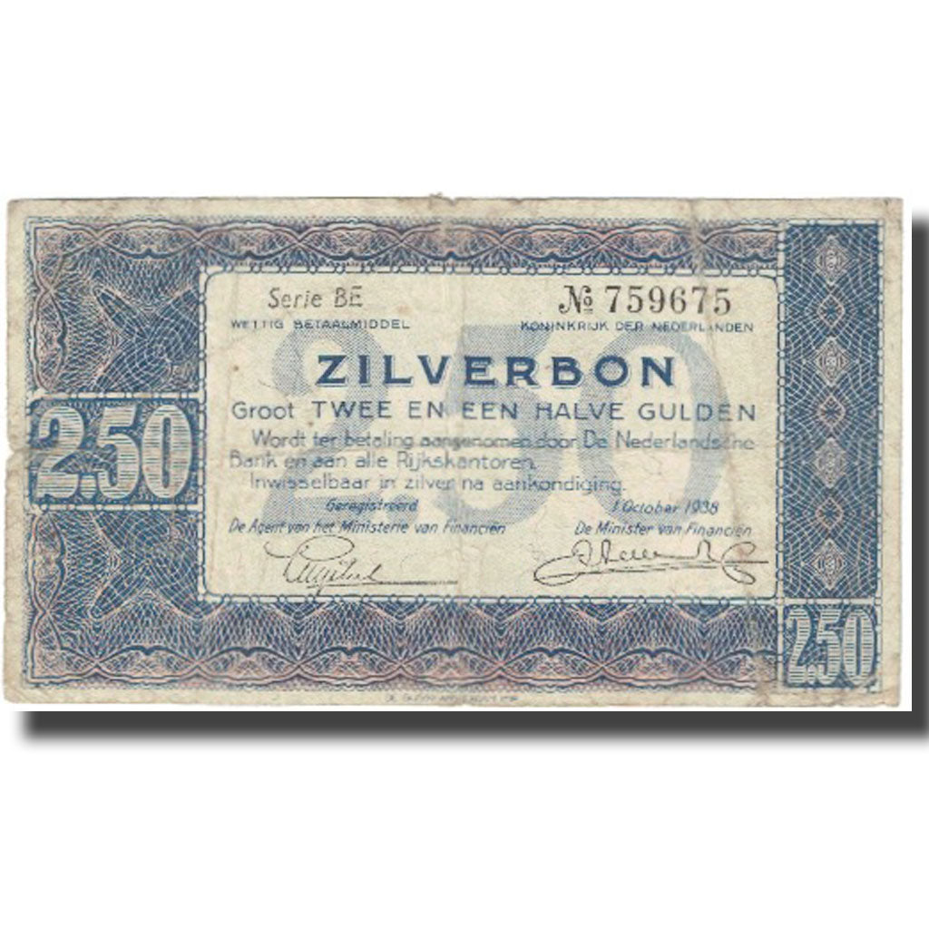 Banknote, Netherlands, 2 1/2 Gulden, 1938, 1938-10-01, KM:62, VG(8-10)