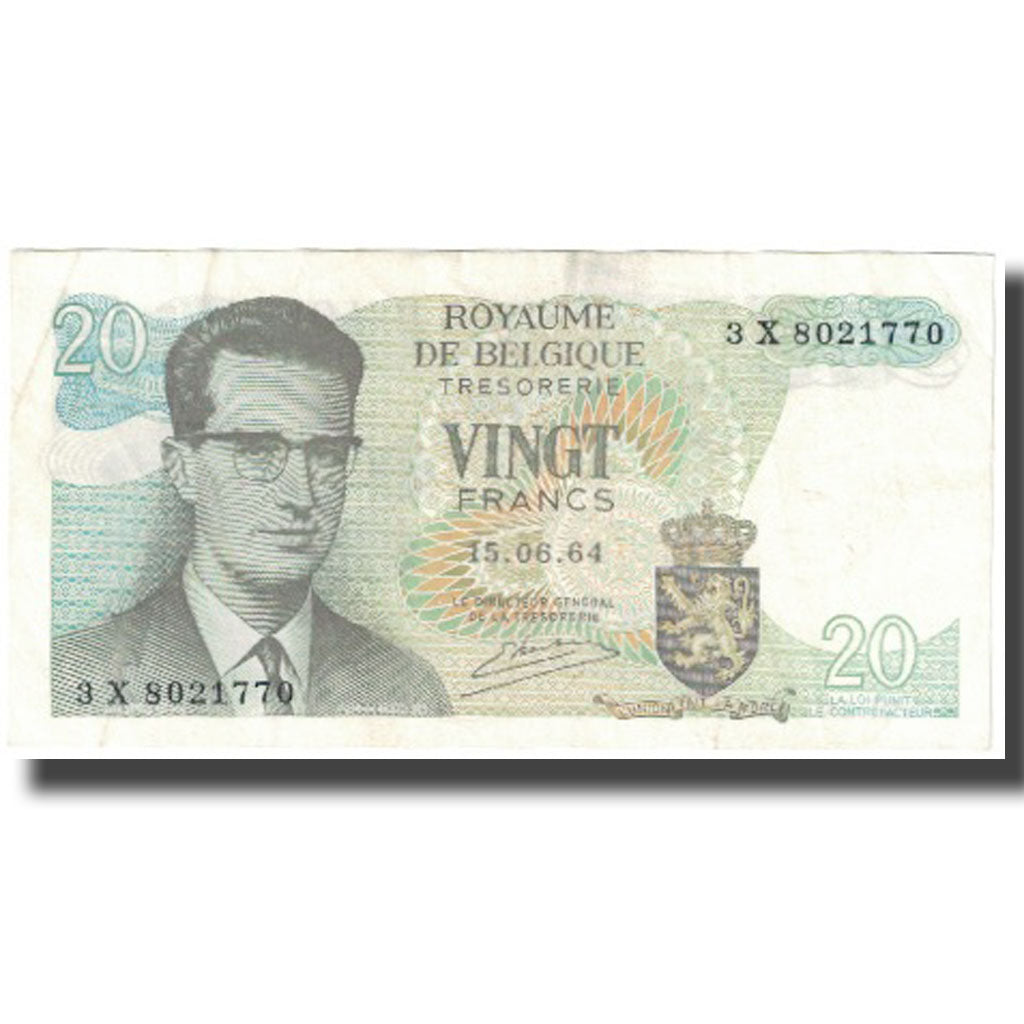 Banknote, Belgium, 20 Francs, 1964, 1964-06-15, KM:138, EF(40-45)