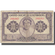 Banknote, Luxembourg, 10 Francs, Undated (1944), KM:44a, VG(8-10)