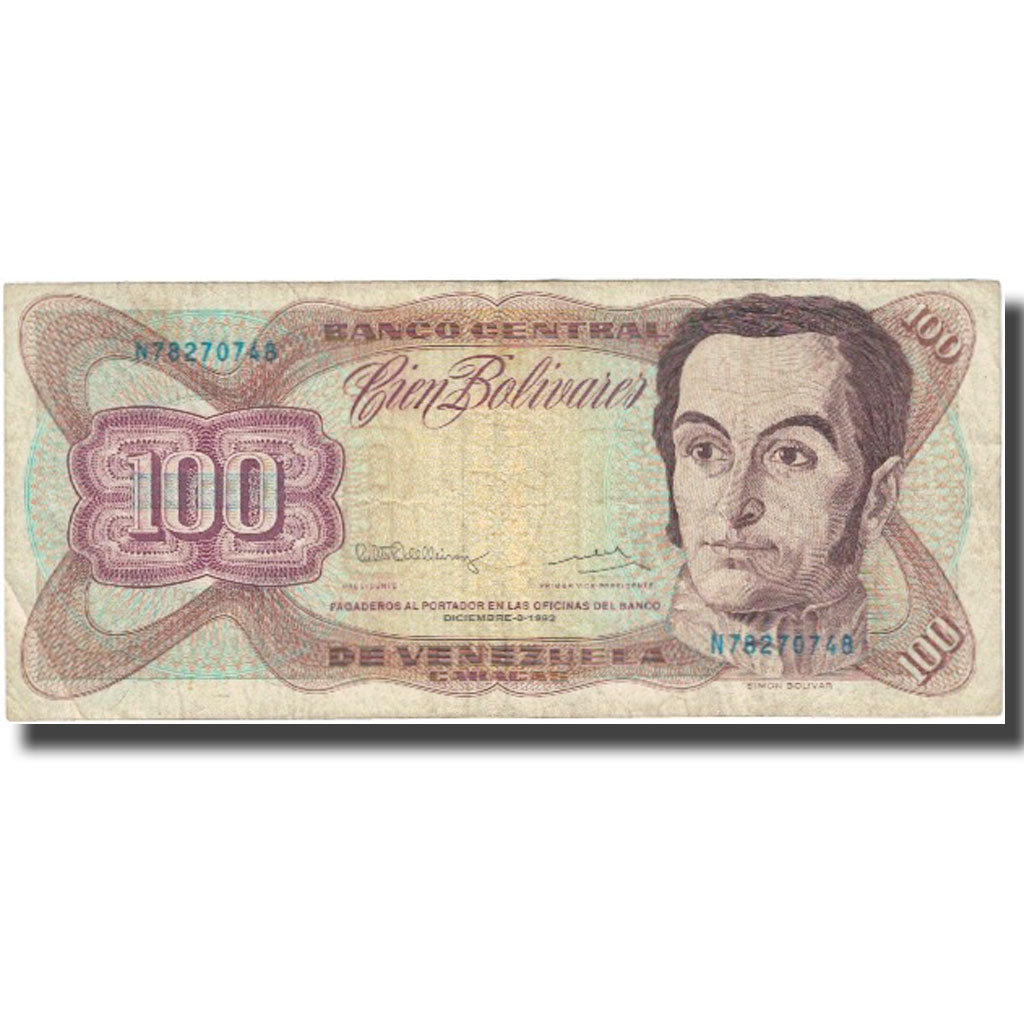 Billet, Venezuela, 100 Bolivares, 1992, 1992-12-08, KM:66e, TB