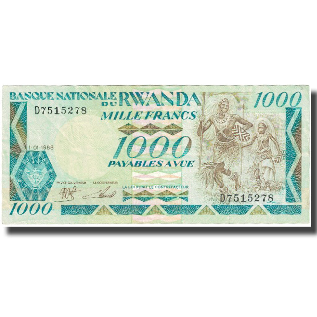 Banconote, Ruanda, 1000 Francs, 1988, 1988-01-01, KM:21a, BB