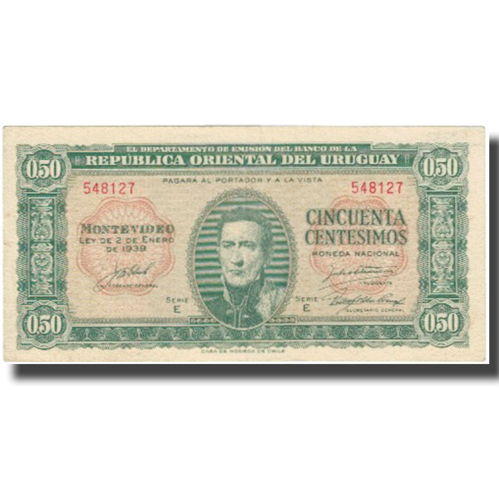 Banknote, Uruguay, 50 Centesimos, Undated (1932-1939), KM:34, AU(55-58)