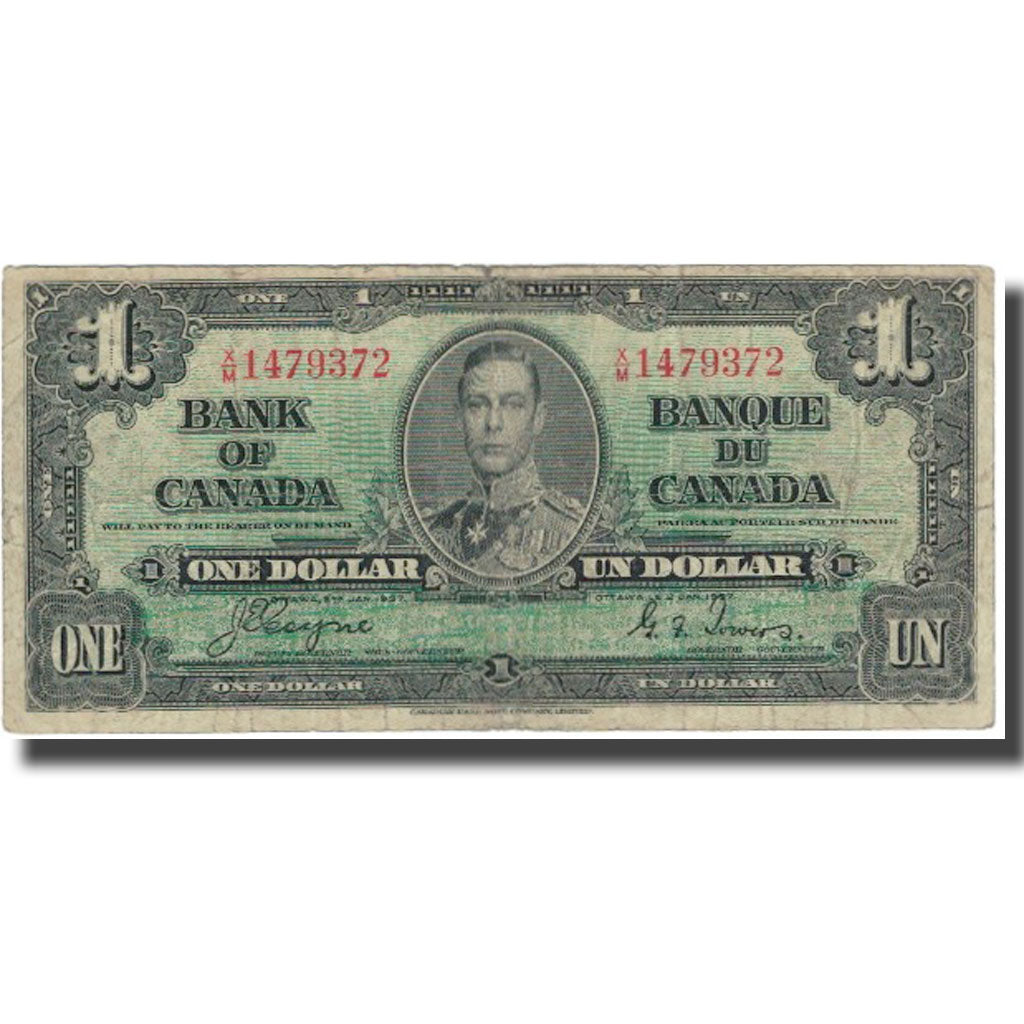Banconote, Canada, 1 Dollar, 1937, 1937-01-02, KM:58e, MB