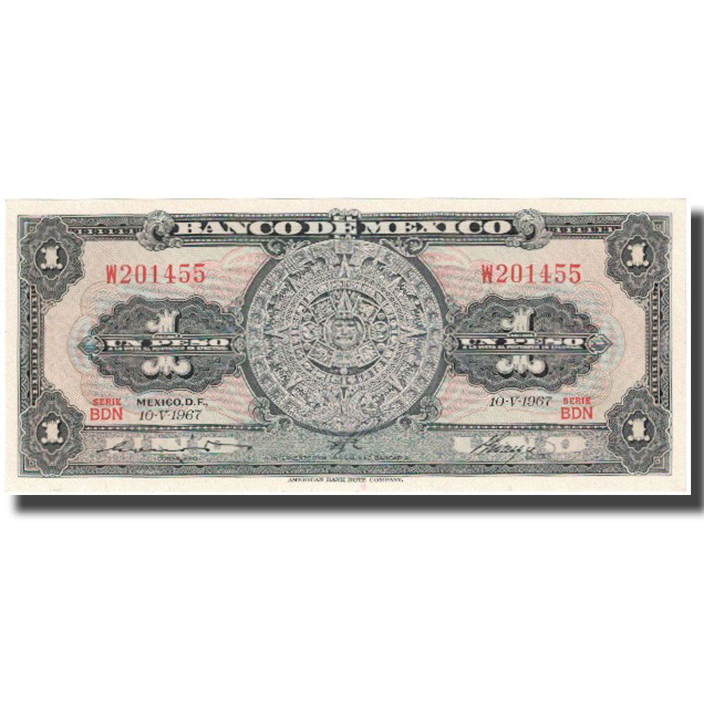 Banknote, Mexico, 1 Peso, 1967, 1967-05-10, KM:59j, UNC(65-70)