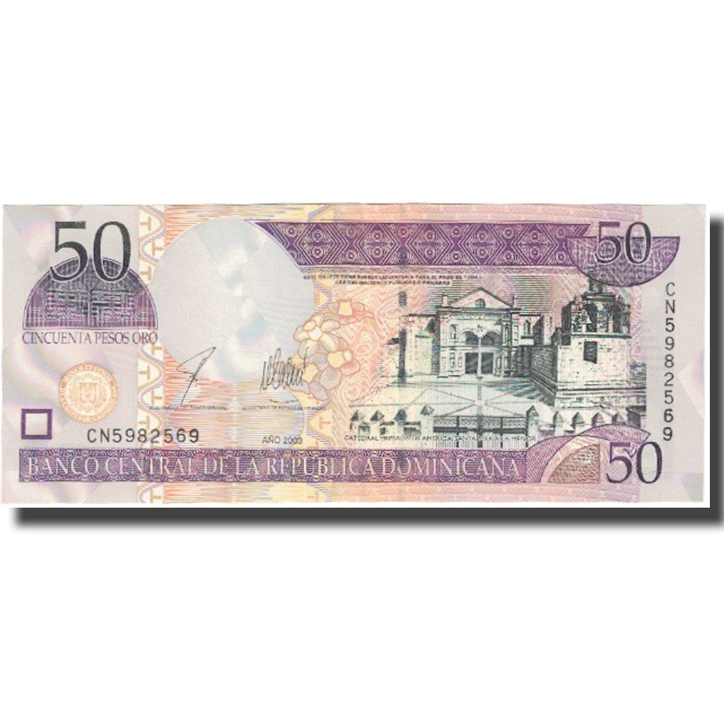 Banknote, Dominican Republic, 50 Pesos Oro, Undated (2003), KM:170a, AU(55-58)