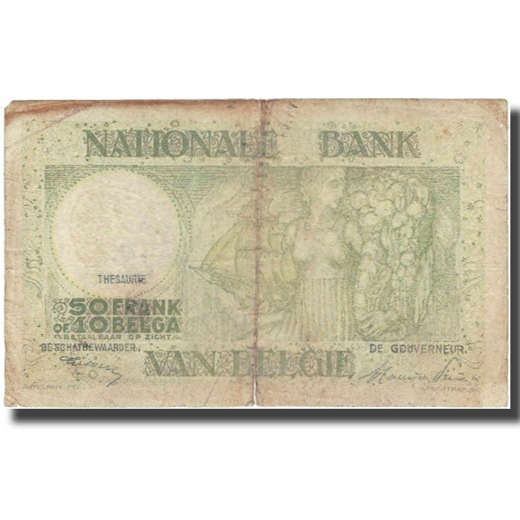 Billete, 50 Francs-10 Belgas, 1947, Bélgica, 1947.03.22, KM:106, BC