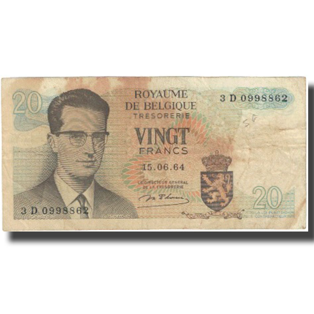 Billet, Belgique, 20 Francs, 1964, 1964-06-15, KM:138, B