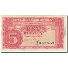 Nota, Checoslováquia, 5 Korun, undated (1945), KM:68a, VF(20-25)