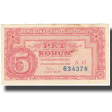Biljet, Tsjecho-Slowakije, 5 Korun, undated (1945), KM:68a, TTB