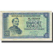 Banconote, Cecoslovacchia, 20 Korun, undated (1945), KM:61a, BB