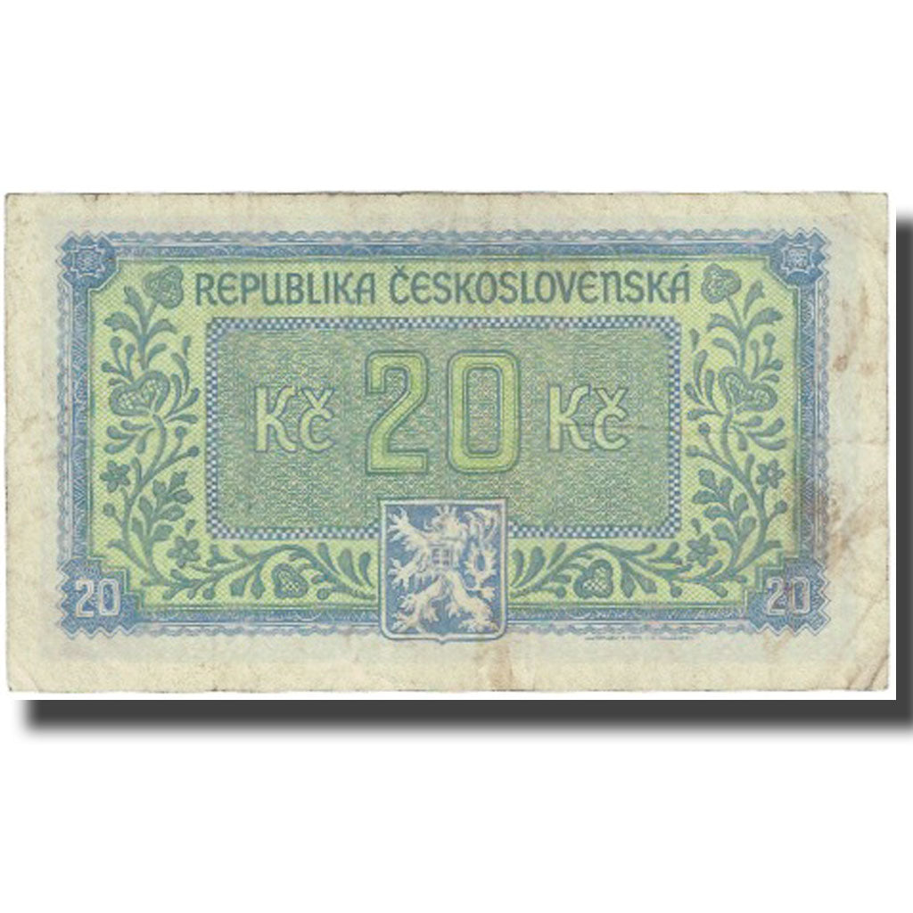 Banconote, Cecoslovacchia, 20 Korun, undated (1945), KM:61a, BB