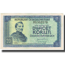 Banknot, Czechosłowacja, 20 Korun, undated (1945), KM:61a, AU(55-58)