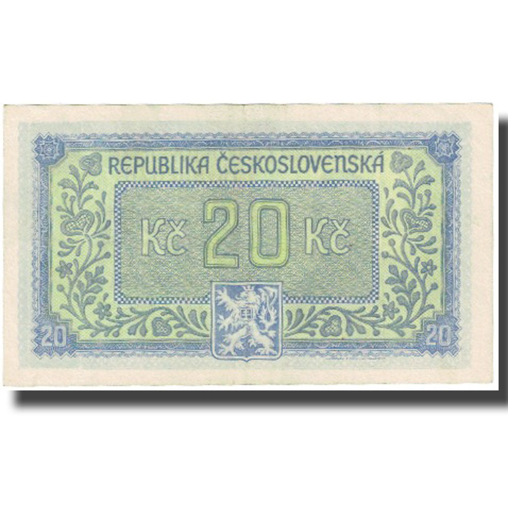 Banknote, Czechoslovakia, 20 Korun, undated (1945), KM:61a, AU(55-58)