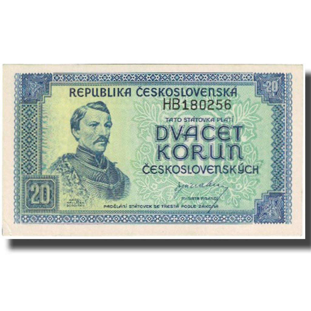 Banconote, Cecoslovacchia, 20 Korun, undated (1945), KM:61a, SPL
