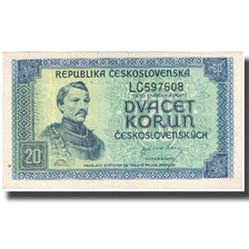 Nota, Checoslováquia, 20 Korun, undated (1945), KM:61a, UNC(63)