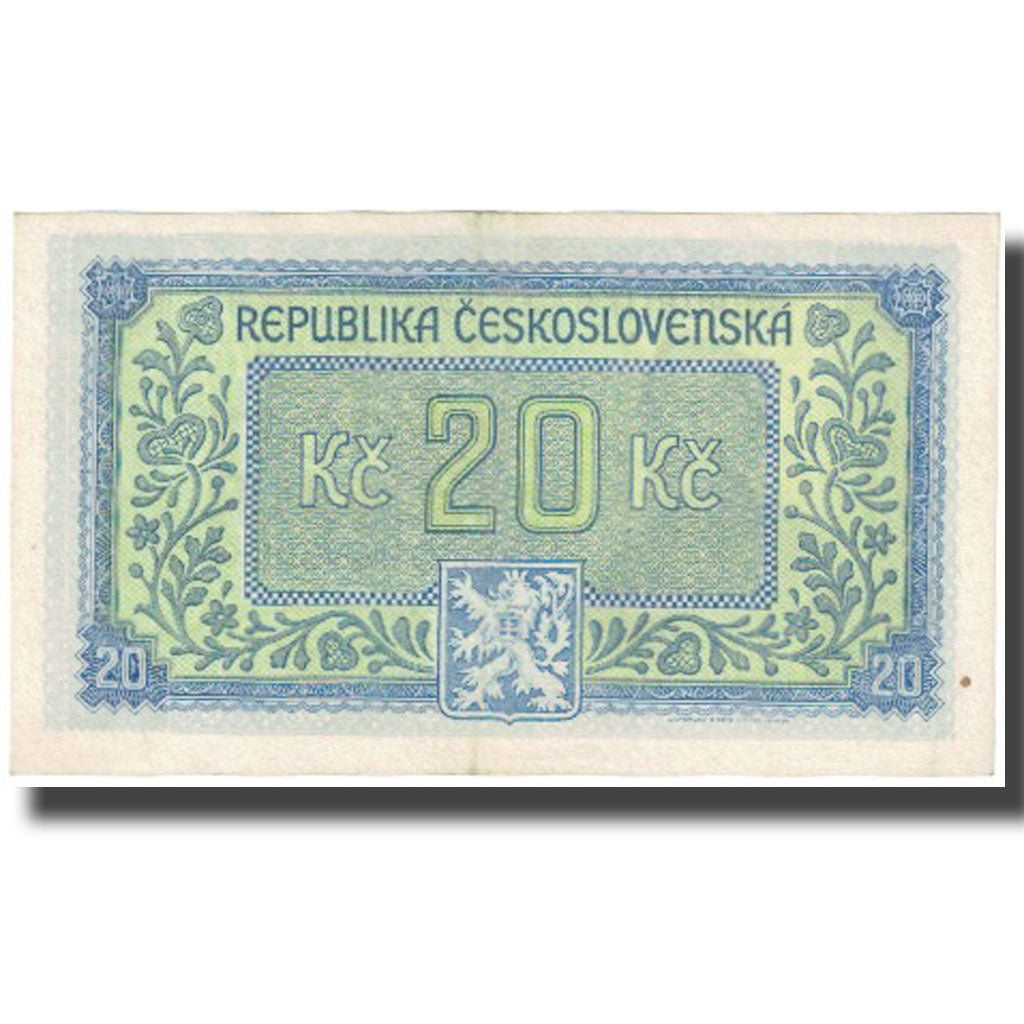 Banknote, Czechoslovakia, 20 Korun, undated (1945), KM:61a, UNC(63)