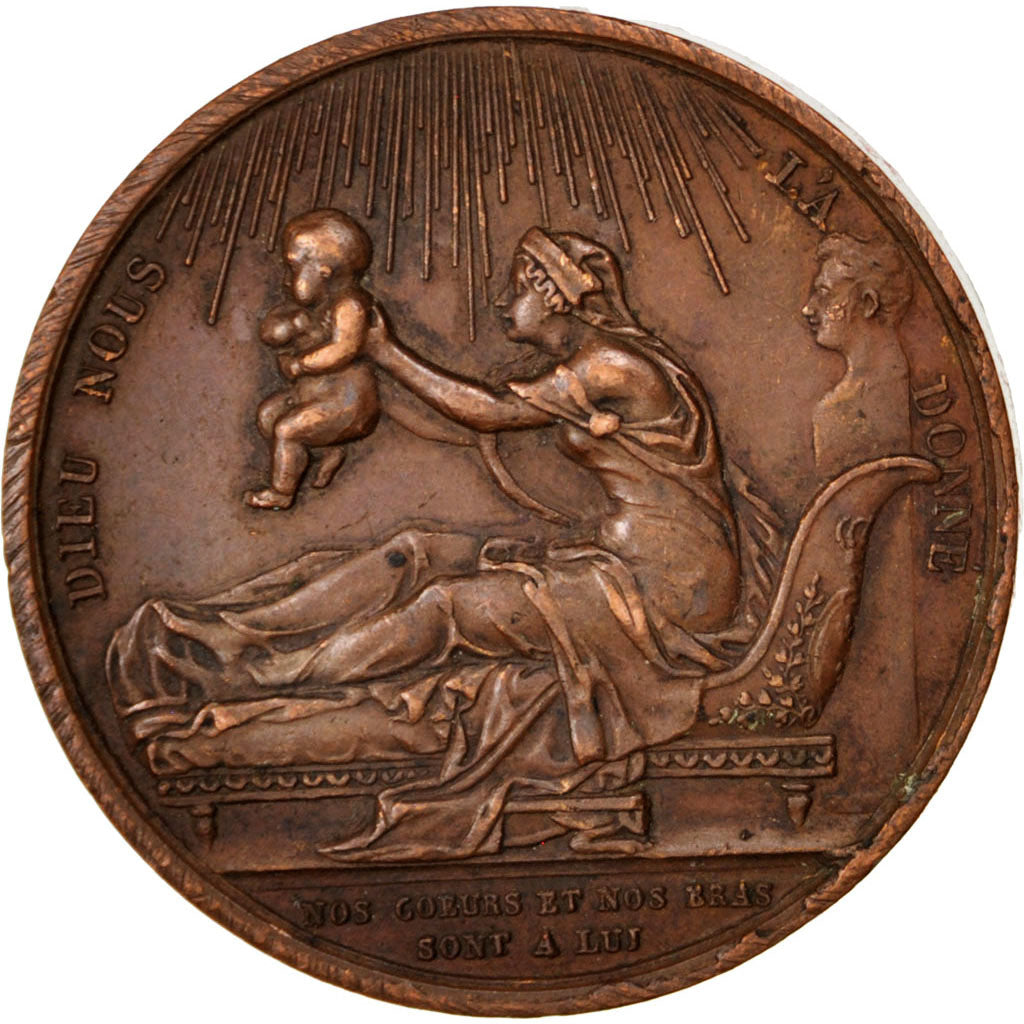 France, Medal, Louis XVIII, Politics, Society, War, 1820, Gayrard, AU(50-53)