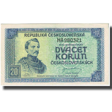 Nota, Checoslováquia, 20 Korun, undated (1945), KM:61a, UNC(63)