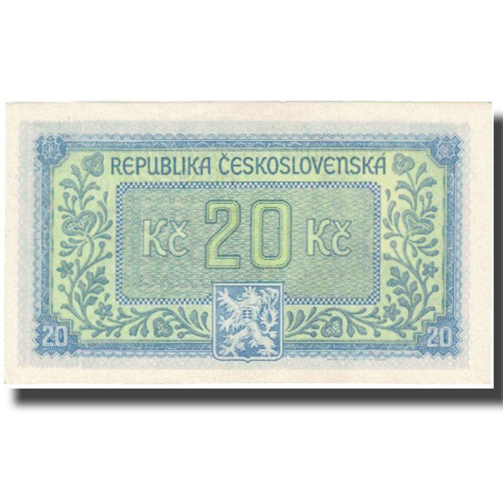 Banknote, Czechoslovakia, 20 Korun, undated (1945), KM:61a, UNC(63)