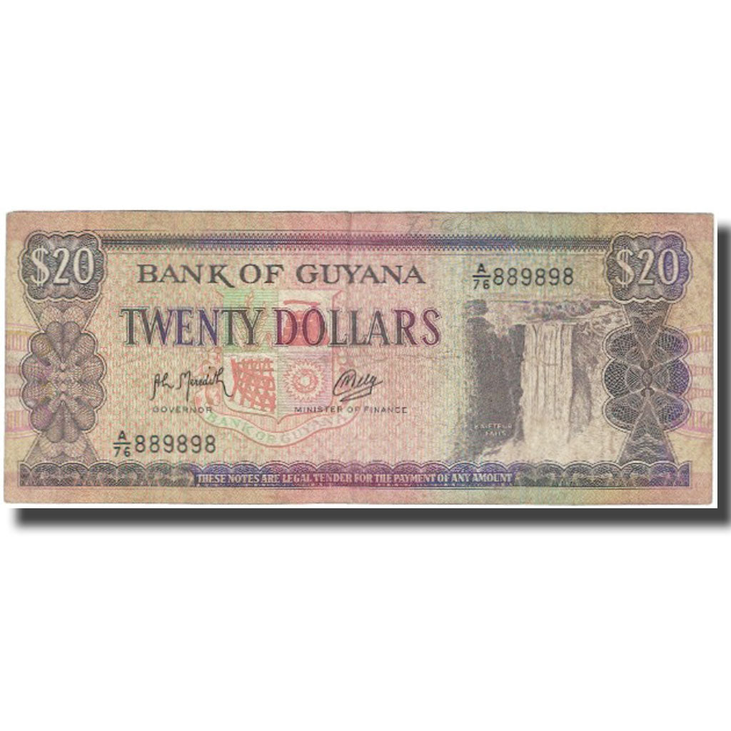 Banknote, Guyana, 20 Dollars, 1992, KM:24b, VF(20-25)