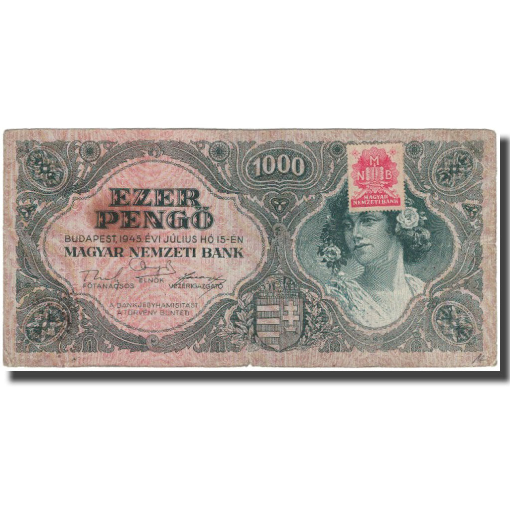 Nota, Hungria, 1000 Pengö, 1945, 1945-07-15, KM:118b, VF(20-25)