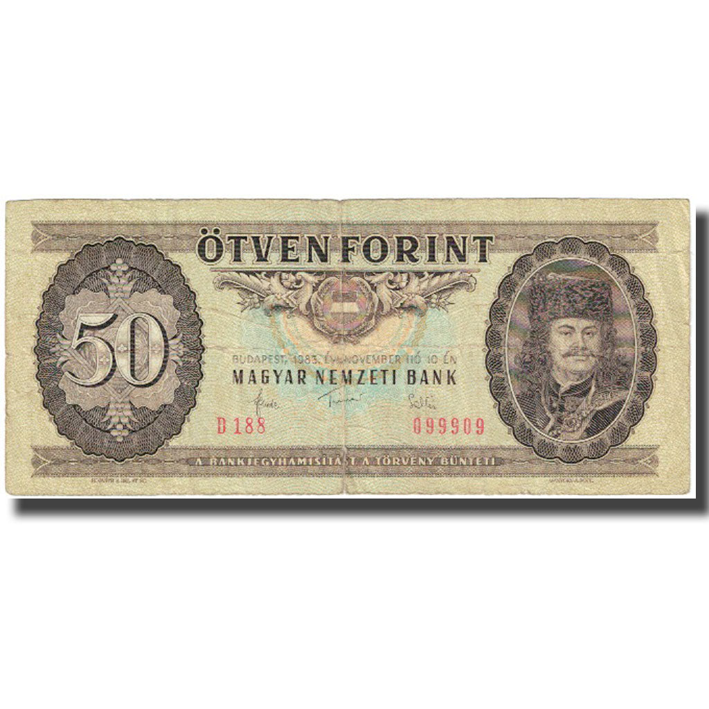 Banknot, Węgry, 50 Forint, 1983, 1983-11-10, KM:170f, VG(8-10)