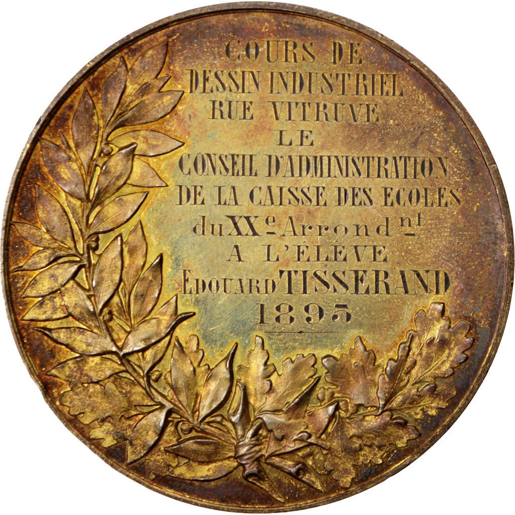 Francia, Medal, French Third Republic, Arts & Culture, 1893, Vernon, BB, Verm...