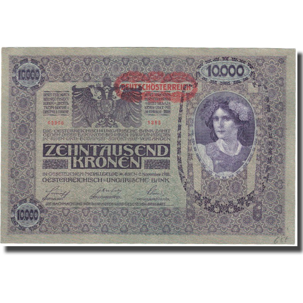 Banknote, Austria, 10,000 Kronen, 1918, 1918-11-02, KM:65, UNC(65-70)