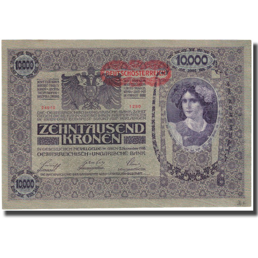 Banknote, Austria, 10,000 Kronen, 1918, 1918-11-02, KM:65, UNC(65-70)