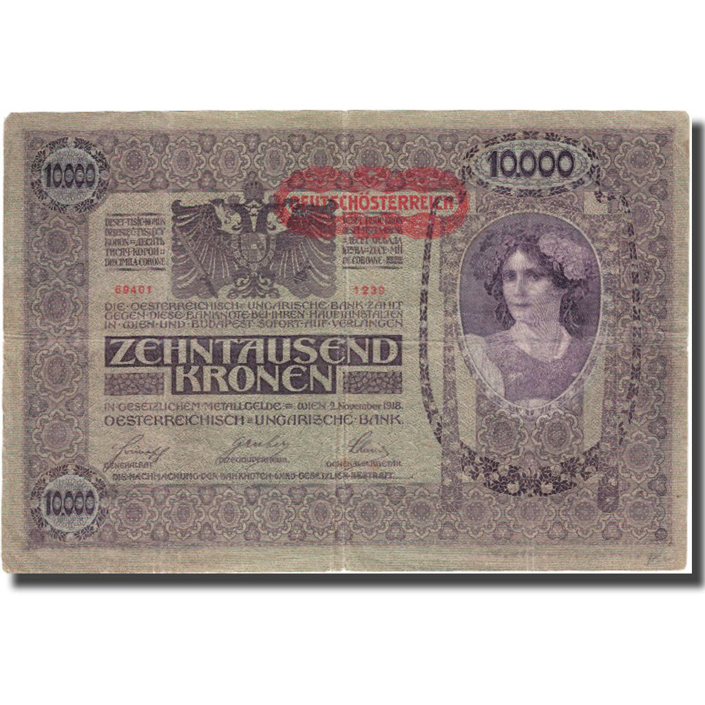 Banknote, Austria, 10,000 Kronen, 1918, 1918-11-02, KM:65, EF(40-45)